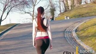 Isabella Both Tries Yoga - Clip 1 - Fitness Girl in Yoga Pants Is Doing Her Exercises in Public - Forevertight