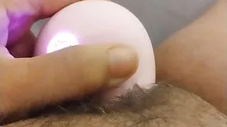 Swollen clit Cum shot with clitoral rose vibrator clit contracting & pulsating