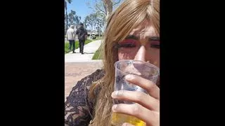 Public Pee Drinking And Chastity Unlocking