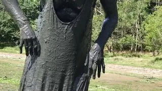Cute, Muddy and Gunged in Pink at the Estuary