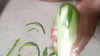 A Huge Cucumber in My Pussy. Fucking With Cucumber.