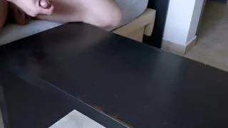 Huge Cumshot Over The Table - 20cm dick cum