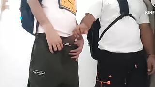 Indian Student straight freinds gives each other blowjob