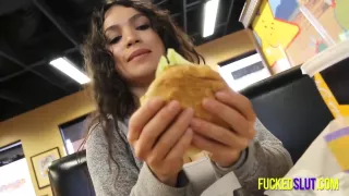 Fit Latina Shows Her In A Restaurant With Sexy Curves