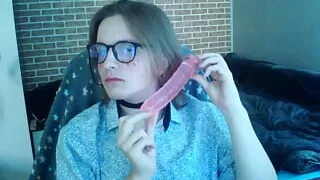 Unpacking my first dildo on webcam