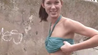 Sweet BrookeSkye showing Small tits in public