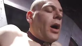 Black and white mistress dominate slave in dungeon