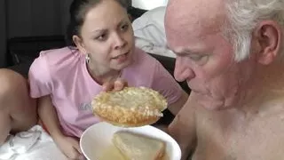 The home help dominates and humiliates her poor old patient