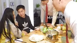 Big-breasted girl riding a motorcycle on the side of the road takes home for sex