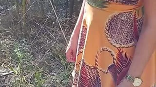 Big black dick fucked my pussy in the bush and filled me with cum