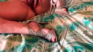 Wifey shows her new high heels and feet in a tight skirt