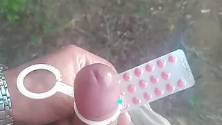 I popped a pill and put a handcuff on my horny dick