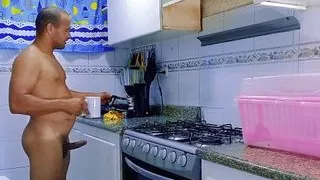 Morning Sex: Fucking in the kitchen with my lover (Neighbor) while my cuckold is away. I am a very horny unfaithful girl