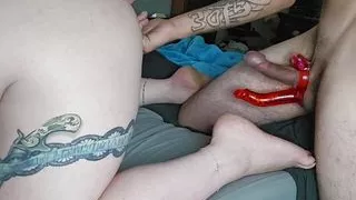 Double penetration sex anal plus toy