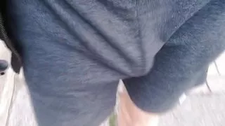 Flashing my soft bulge and dick walking to the store