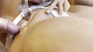 Fuck little silicone doll creampie pussy