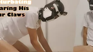 Twink Puppy Masturbating Wearing His Fur Claws