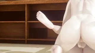 Hentai Uncensored - Futanari fucks and grabs Shoko's tits in library