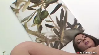 Babe Bends Down To Receive Pink Dildo Deep Inside