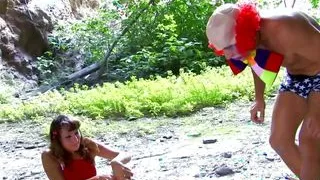 This couple likes adventurous anal sex so the guy dresses up as a clown