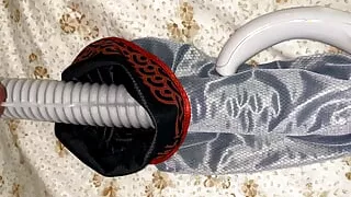 Small Penis Shooting A Load In Vacuum Cleaner Hose Socks - Messy Cumshot