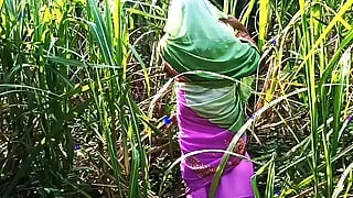 Husband's friend went to meet the new daughter-in-law in the sugarcane field.  Daughter-in-law was to fuck by a friend..
