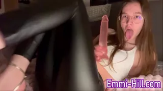 My First Blowjob!!! 18 Yo Skinny Teen Sucks Huge