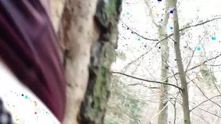 Tied to a tree and receiving orgasms