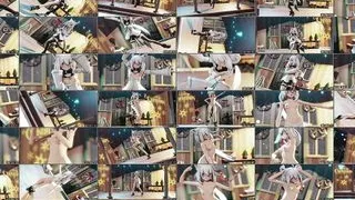 Cute White Cat Girl Dancing + Gradual Undressing