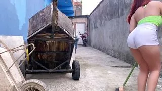 Girl working on construction site