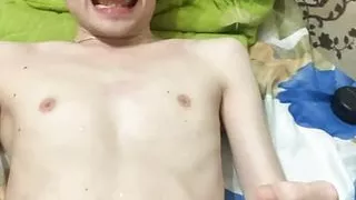 handjob man selfie stick cum in face