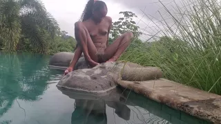 Infinity Pool Skinny Dipping Tease In Jungle
