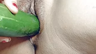 I Can't Get any Where Big Black Cock So My small pussy Fucked by Big cucumber  In Hindi
