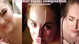 Sorority babe's cumshot facial compilation