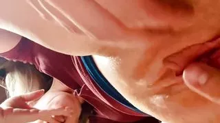 Stepmother is using stepson to eat her pussy in the high seat