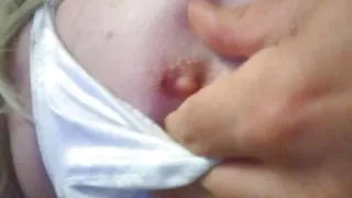 Massaging Bare Tit for First Time