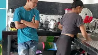My Stepbrother Fucks My Little Pussy In The Kitchen.