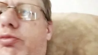 Toying my ass with black handle dildo