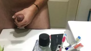 Couldn't resist my hot stepsister's ass and had to "unload" myself in her bathroom
