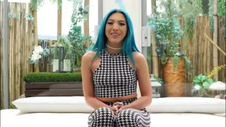 Blue haired slut fucks bbc