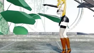 Mirai Akari Sex and Dance Hentai Vtuber Blonde Girl Big Boobs Mmd 3D Orange Boots Color Edit Smixix