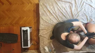 Guy In Black Gloves Stretch His Fingers And Hand Anal Slave Girl