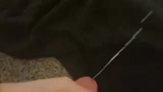 Twink jacks off and cums for his bear husband