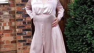 Sexy crossdresser in satin dress