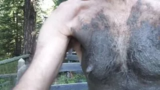 mud and fresh bath in montain hike