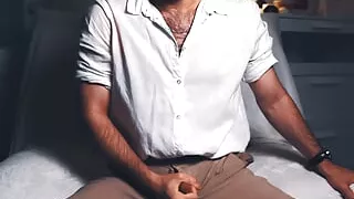 Handsome man Noel Dero, dressed in old money style, masturbates on camera and cums loudly.