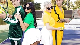 Tennis Game With Slut Stepmoms Leads To Foursome Fuckfest Orgy - Kenzie Taylor & Mona Azar - MomSwap