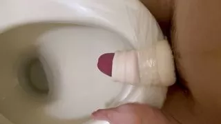 A virgin college student uses a masturbator and a cock ring to mass ejaculate the sperm that has accumulated for a week