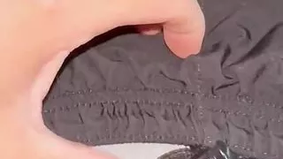 Army Solider Rubs Throbbing Hardon Through PT Uniform Shorts