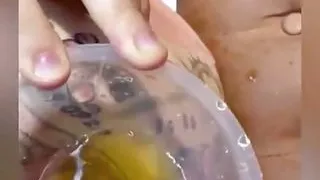 Korean Mistress butt tattoo, asshole tattoo, Golden pee